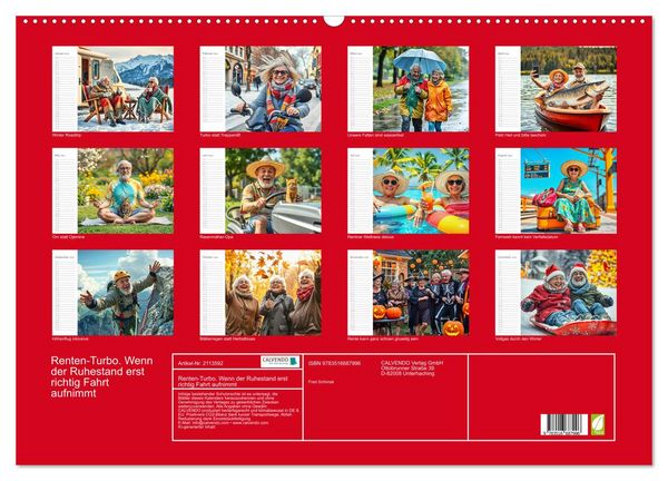 Produktbild: Renten-Turbo. Wenn der Ruhestand erst richtig Fahrt aufnimmt (Wandkalender 2026 DIN A2 quer), CALVENDO Monatskalender