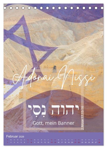 Produktbild: Israel und hebr&auml;ische Namen Gottes (Tischkalender 2026 DIN A5 hoch), CALVENDO Monatskalender