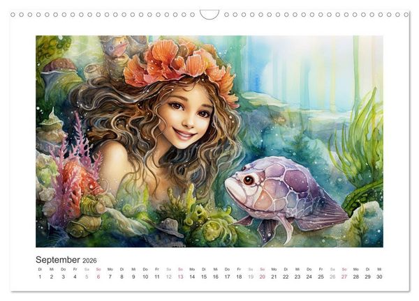 Produktbild: Liebliche Meerjungfrauen (Wandkalender 2026 DIN A3 quer), CALVENDO Monatskalender