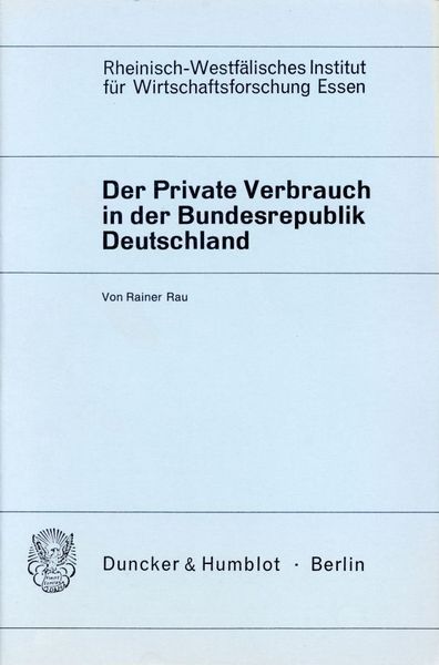 Produktbild: Der Private Verbrauch in der Bundesrepublik Deutschland.