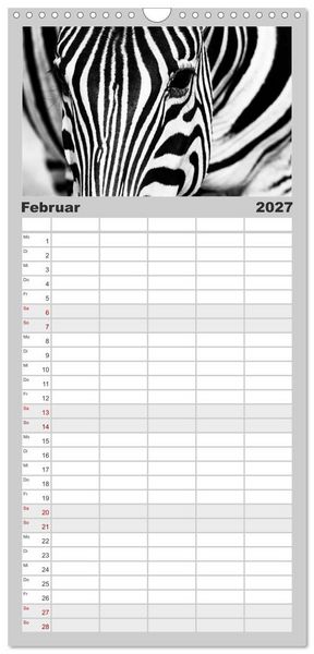 Produktbild: Familienplaner 2027 - Afrika Schwarz - Weiss mit 5 Spalten (Wandkalender, 21 x 45 cm) CALVENDO