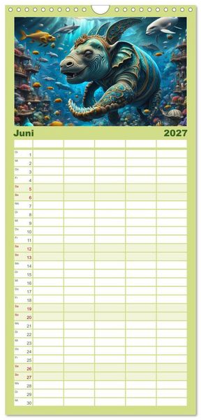 Produktbild: Familienplaner 2027 - Verborgene Welten: Arkanum der mystischen Tierwesen mit 5 Spalten (Wandkalender, 21 x 45 cm) CALVENDO