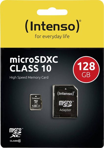 Produktbild: Intenso microSDXC-Karte 128 GB Class 10 inkl. SD-Adapter