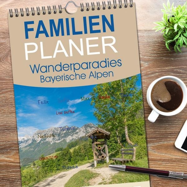 Produktbild: Familienplaner 2026 - Wanderparadies Bayerische Alpen mit 5 Spalten (Wandkalender, 21 x 45 cm) CALVENDO