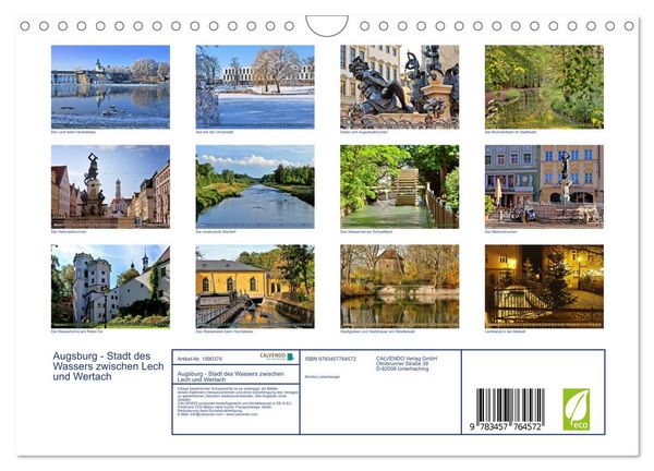 Produktbild: Augsburg - Stadt des Wassers zwischen Lech und Wertach (Wandkalender 2026 DIN A4 quer), CALVENDO Monatskalender