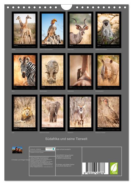 Produktbild: S&uuml;dafrika und seine Tierwelt (Wandkalender 2026 DIN A4 hoch), CALVENDO Monatskalender