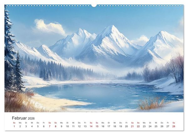 Produktbild: KI-Landschaften - Malerisch durch das Jahr (hochwertiger Premium Wandkalender 2026 DIN A2 quer), Kunstdruck in Hochglanz