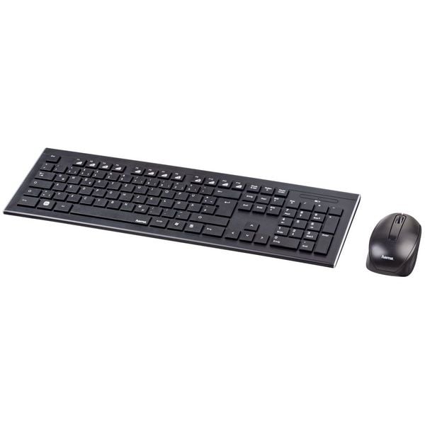 Hama Cortino Funk Tastatur, Maus-Set Multimediatasten Deutsch, QWERTZ Schwarz