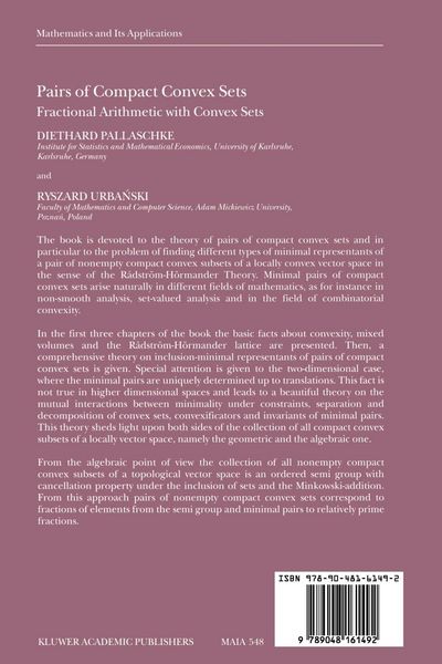 Produktbild: Pairs of Compact Convex Sets