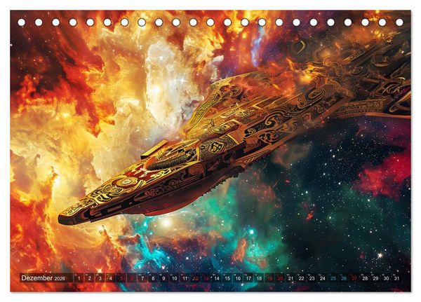 Produktbild: Raumschiffe - Im Universum durch Raum und Zeit (Tischkalender 2026 DIN A5 quer), CALVENDO Monatskalender