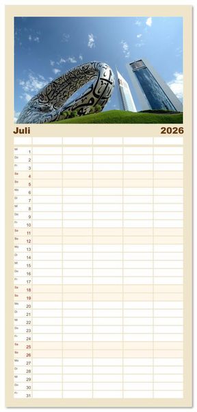 Produktbild: Familienplaner 2026 - Dubai, die Stadt der Superlative. mit 5 Spalten (Wandkalender, 21 x 45 cm) CALVENDO