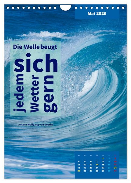 Produktbild: Verr&uuml;ckt nach MEER - Wellen - Strand - Zitate (Wandkalender 2026 DIN A4 hoch), CALVENDO Monatskalender