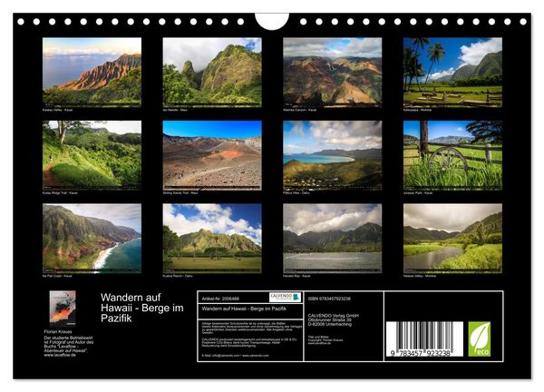 Produktbild: Wandern auf Hawaii - Berge im Pazifik (Wandkalender 2026 DIN A4 quer), CALVENDO Monatskalender