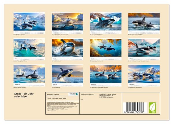 Produktbild: Orcas - ein Jahr voller Meer (Wandkalender 2026 DIN A4 quer), CALVENDO Monatskalender