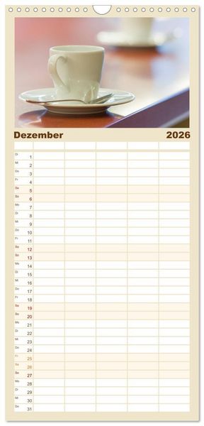 Produktbild: Familienplaner 2026 - Brot & Kaffee Impressionen 2026 mit 5 Spalten (Wandkalender, 21 x 45 cm) CALVENDO