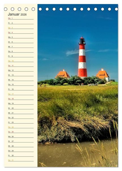 Produktbild: Deutsche Leuchtt&uuml;rme - maritimer Geburtstagsplaner (Tischkalender 2026 DIN A5 hoch), CALVENDO Monatskalender