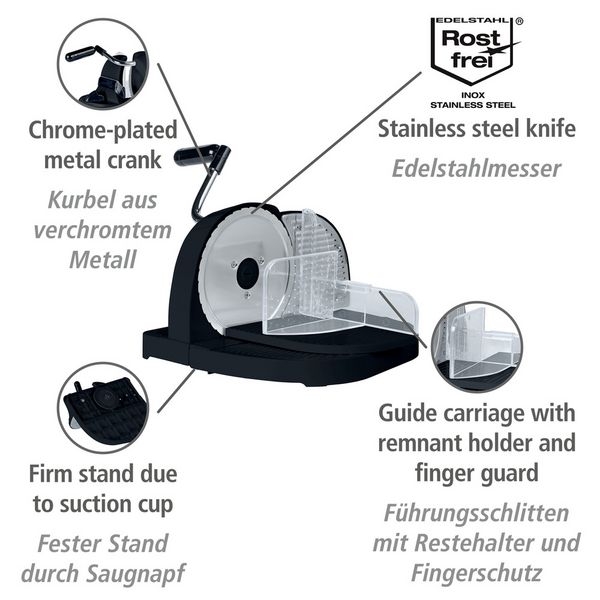 Produktbild: Brotschneidemaschine Schwarz, inkl. Restehalter
