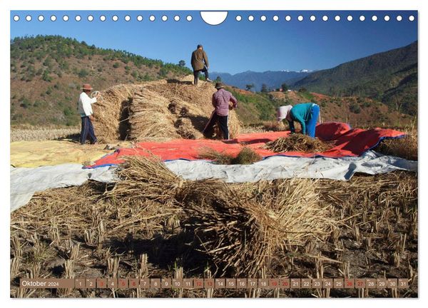 Bhutan - Frieden und Glück im Himalaya (Wandkalender 2024 DIN A4 quer), CALVENDO Monatskalender