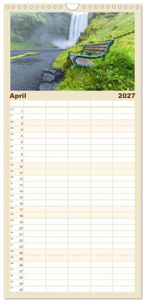 Produktbild: Familienplaner 2027 - Naturwunder in Island mit 5 Spalten (Wandkalender, 21 x 45 cm) CALVENDO