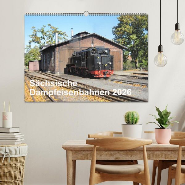Produktbild: S&auml;chsische Dampfeisenbahnen 2026 (Wandkalender 2026 DIN A2 quer), CALVENDO Monatskalender