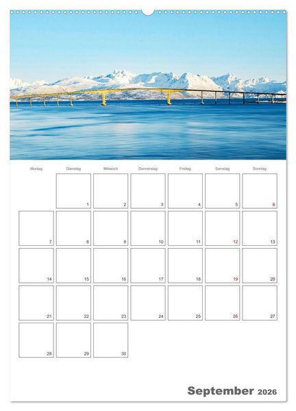 Produktbild: Die K&uuml;ste Norwegens - Terminplaner (Wandkalender 2026 DIN A2 hoch), CALVENDO Monatskalender