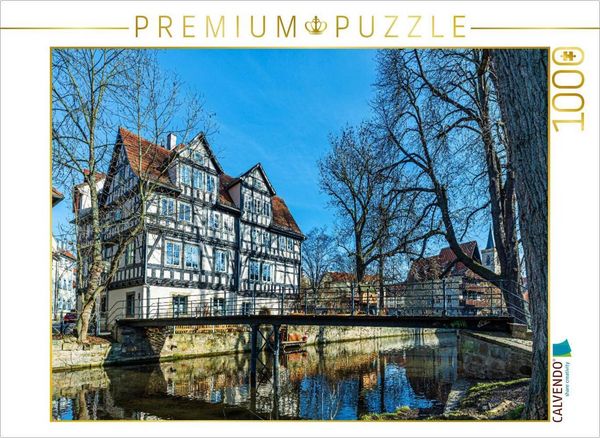CALVENDO Puzzle Fachwerkhäuser in der Hütergasse | 1000 Teile Lege-Größe 64x48cm Foto-Puzzle für glückliche Stunden