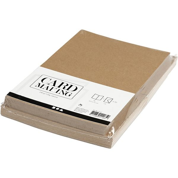 Produktbild: Creativ Company Karten & Kuverts, Kartengr&ouml;&szlig;e 10,5x15 cm, Umschlaggr&ouml;&szlig;e 11,5x16,5 cm, 120+240 g, Natur, 50er Set