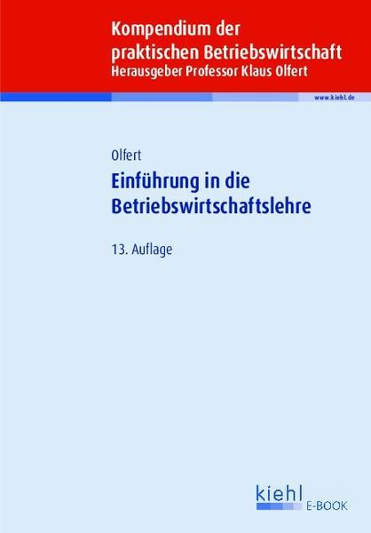Produktbild: Einf&uuml;hrung in die Betriebswirtschaftslehre