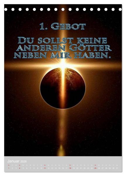 Produktbild: GOTTES 10 GEBOTE (Tischkalender 2026 DIN A5 hoch), CALVENDO Monatskalender