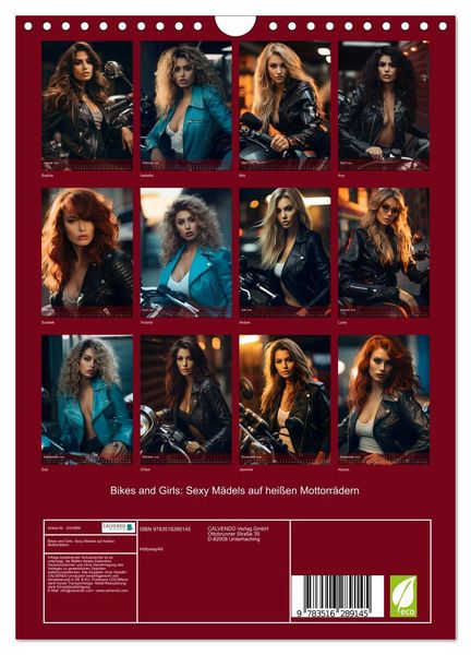 Produktbild: Bikes and Girls: Sexy M&auml;dels auf hei&szlig;en Mottorr&auml;dern (Wandkalender 2026 DIN A4 hoch), CALVENDO Monatskalender