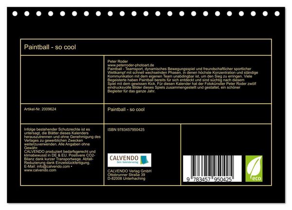Produktbild: Paintball - so cool (Tischkalender 2026 DIN A5 quer), CALVENDO Monatskalender