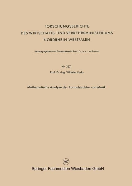 Produktbild: Mathematische Analyse der Formalstruktur von Musik