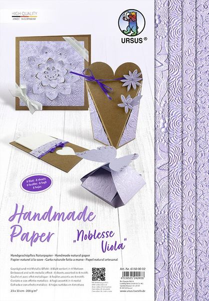 Produktbild: URSUS Spezialpapiere Handmade Paper Noblesse Viola, 23 x 33 cm, 8 Blatt
