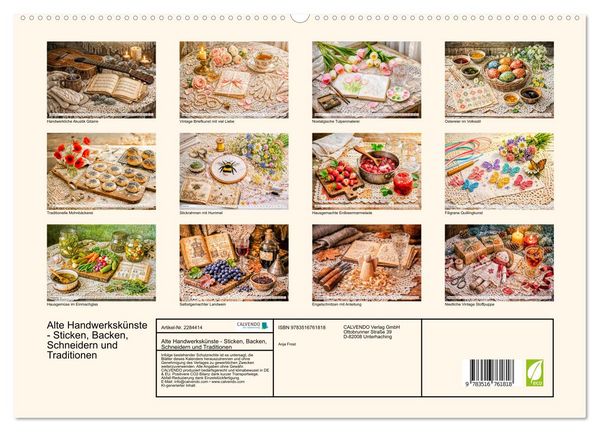 Produktbild: Alte Handwerksk&uuml;nste - Sticken, Backen, Schneidern und Traditionen (hochwertiger Premium Wandkalender 2027 DIN A2 quer), Kunstdruck in Hochglanz