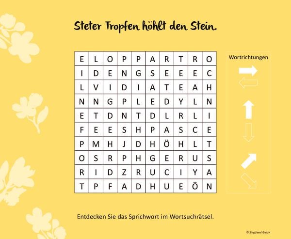 Produktbild: Wortsuchr&auml;tsel f&uuml;r Senioren mit vertrauten Sprichw&ouml;rtern. Spiele-Spa&szlig;, Besch&auml;ftigung und Ged&auml;chtnistraining f&uuml;r Senioren. Auch mit Demenz. Gro&szlig;druck.