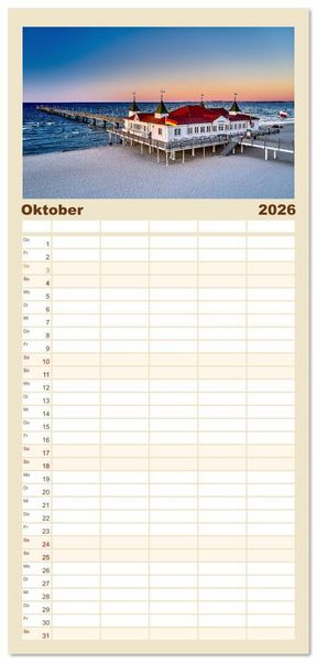 Produktbild: Familienplaner 2026 - Vorpommern im Fokus mit 5 Spalten (Wandkalender, 21 x 45 cm) CALVENDO
