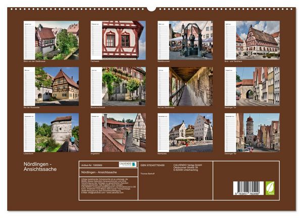 Produktbild: N&ouml;rdlingen - Ansichtssache (hochwertiger Premium Wandkalender 2026 DIN A2 quer), Kunstdruck in Hochglanz