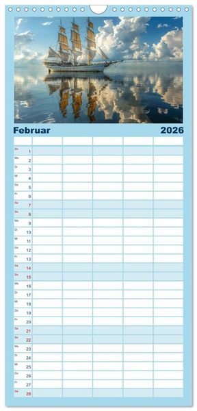 Produktbild: Familienplaner 2026 - Mit den Tr&auml;umen segeln mit 5 Spalten (Wandkalender, 21 x 45 cm) CALVENDO