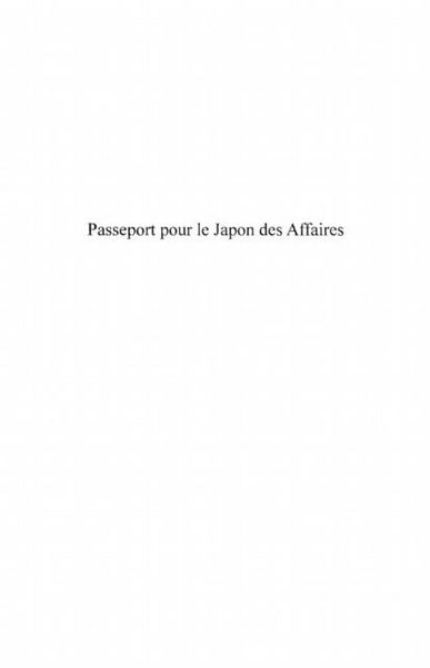 Produktbild: Passeport pour le Japon des affaires