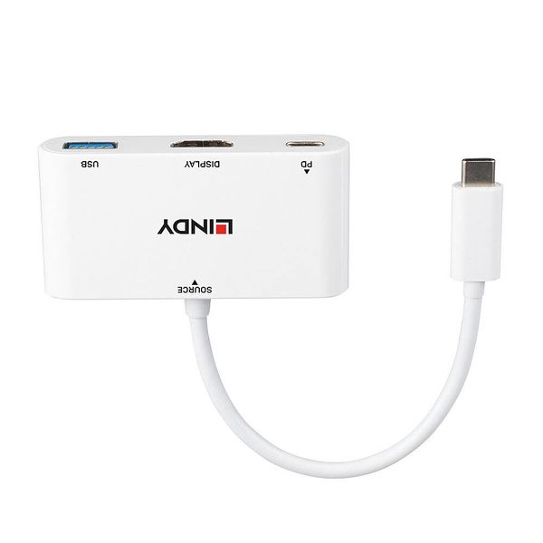 Produktbild: LINDY USB-C&reg; Adapter [1x USB-C&reg; Stecker - 1x HDMI-Buchse, USB 3.2 Gen 1 Buchse A (USB 3.0)] 43340 0.18 m