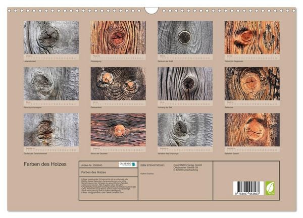 Produktbild: Farben des Holzes (Wandkalender 2026 DIN A3 quer), CALVENDO Monatskalender