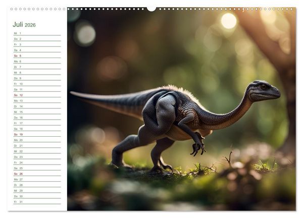 Produktbild: KI Dinosaurier - Herrscher der L&uuml;fte, Land und Meer (hochwertiger Premium Wandkalender 2026 DIN A2 quer), Kunstdruck in Hochglanz