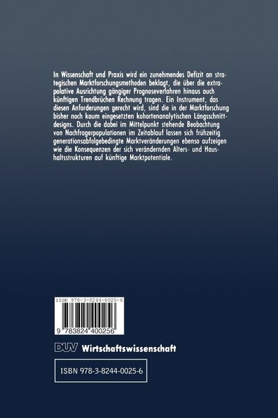 Produktbild: Strategische Marktforschung mittels kohortenanalytischer Designs