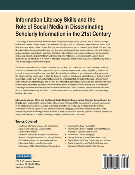Produktbild: Information Literacy Skills and the Role of Social Media in Disseminating Scholarly Information in the 21st Century
