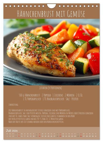 Produktbild: REZEPTE - Kochen in der Hei&szlig;luftfritteuse (Wandkalender 2026 DIN A4 hoch), CALVENDO Monatskalender