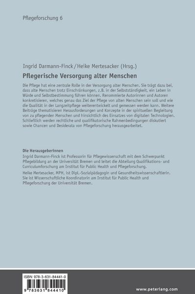 Produktbild: Pflegerische Versorgung alter Menschen