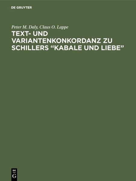 Produktbild: Text- und Variantenkonkordanz zu Schillers &ldquo;Kabale und Liebe&rdquo;