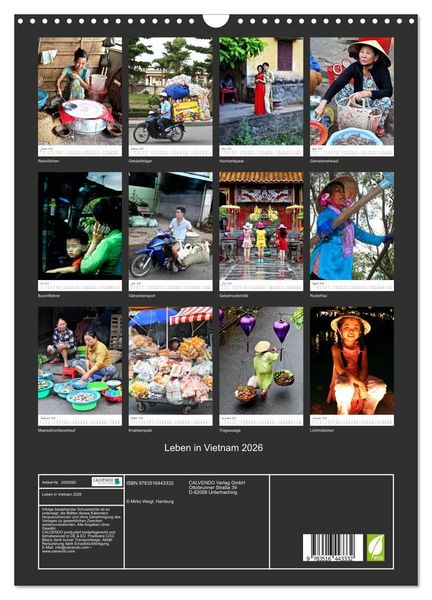 Produktbild: Leben in Vietnam 2026 (Wandkalender 2026 DIN A3 hoch), CALVENDO Monatskalender