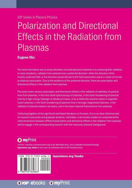 Produktbild: Polarization and Directional Effects in the Radiation from Plasmas