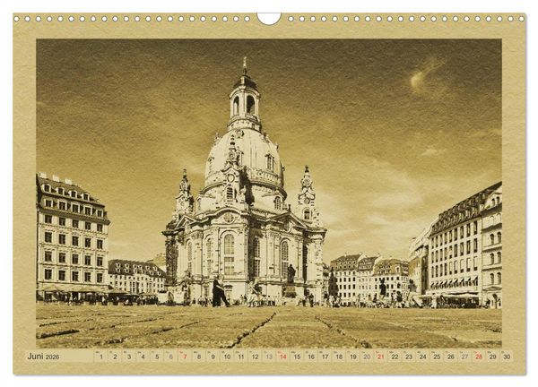 Produktbild: Dresden - Ein Kalender im Zeitungsstil (Wandkalender 2026 DIN A3 quer), CALVENDO Monatskalender